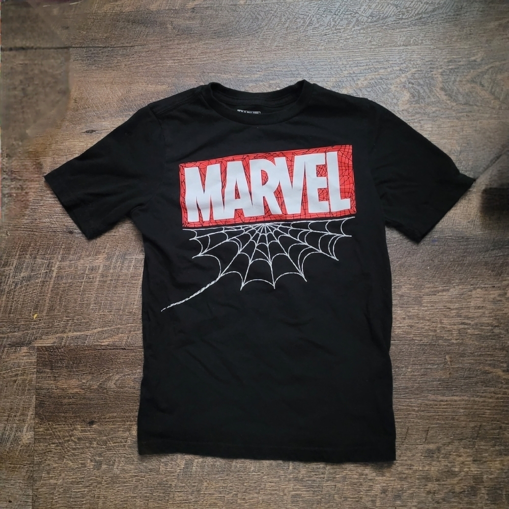 Marvel Black Shirt with Red Logo and White Web